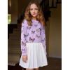 Arshiner Girls Crop Tops Kids Long Sleeve Pullover Sweatshirts Girls Cropped Crewneck Sweatshirt for Teen Girl(Butterfly  Purple)