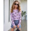 Arshiner Girls Crop Tops Kids Long Sleeve Pullover Sweatshirts Girls Cropped Crewneck Sweatshirt for Teen Girl(Butterfly  Purple)