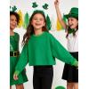 Arshiner Girls Crop Tops Kids Long Sleeve Pullover Sweatshirts Girls Cropped Crewneck Sweatshirt for Teen Girl(Green)