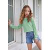 Arshiner Girls Crop Tops Kids Long Sleeve Pullover Sweatshirts Girls Cropped Crewneck Sweatshirt for Teen Girl(Light Green)