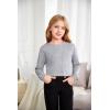 Arshiner Girls Crop Tops Kids Long Sleeve Pullover Sweatshirts Girls Cropped Crewneck Sweatshirt for Teen Girl(Light Grey)