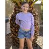 Arshiner Girls Crop Tops Kids Long Sleeve Pullover Sweatshirts Girls Cropped Crewneck Sweatshirt for Teen Girl(Light Purple)