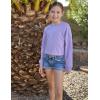 Arshiner Girls Crop Tops Kids Long Sleeve Pullover Sweatshirts Girls Cropped Crewneck Sweatshirt for Teen Girl(Light Purple)