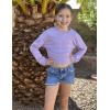 Arshiner Girls Crop Tops Kids Long Sleeve Pullover Sweatshirts Girls Cropped Crewneck Sweatshirt for Teen Girl(Light Purple)