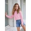 Arshiner Girls Crop Tops Kids Long Sleeve Pullover Sweatshirts Girls Cropped Crewneck Sweatshirt for Teen Girl(Pink)