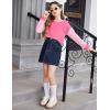 Arshiner Girls Crop Tops Kids Long Sleeve Pullover Sweatshirts Girls Cropped Crewneck Sweatshirt for Teen Girl(Pink Colorblock)