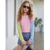 Arshiner Girls Crop Tops Kids Long Sleeve Pullover Sweatshirts Girls Cropped Crewneck Sweatshirt for Teen Girl(Pink Patchwork)