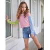 Arshiner Girls Crop Tops Kids Long Sleeve Pullover Sweatshirts Girls Cropped Crewneck Sweatshirt for Teen Girl(Pink Patchwork)