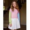 Arshiner Girls Crop Tops Kids Long Sleeve Pullover Sweatshirts Girls Cropped Crewneck Sweatshirt for Teen Girl(Pink Patchwork)