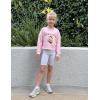 Arshiner Girls Crop Tops Kids Long Sleeve Pullover Sweatshirts Girls Cropped Crewneck Sweatshirt for Teen Girl(Pink Teddy)