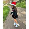 Arshiner Girls Crop Tops Kids Long Sleeve Pullover Sweatshirts Girls Cropped Crewneck Sweatshirt for Teen Girl(Santa Hat)