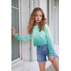 Arshiner Girls Crop Tops Kids Long Sleeve Pullover Sweatshirts Girls Cropped Crewneck Sweatshirt for Teen Girl(Tie Dye Blue)