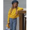 Arshiner Girls Crop Tops Kids Long Sleeve Pullover Sweatshirts Girls Cropped Crewneck Sweatshirt for Teen Girl(Yellow)