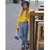 Arshiner Girls Crop Tops Kids Long Sleeve Pullover Sweatshirts Girls Cropped Crewneck Sweatshirt for Teen Girl(Yellow)