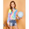 Arshiner Girls Cropped Hoodie Kids Long Sleeve Crop Tops Tie-dye Hoodies Hooded Pullover Sweatshirts(A-fluorescent Green & Blue)