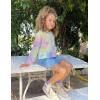 Arshiner Girls Cropped Hoodie Kids Long Sleeve Crop Tops Tie-dye Hoodies Hooded Pullover Sweatshirts(A-pink & Purple)
