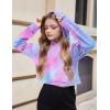 Arshiner Girls Cropped Hoodie Kids Long Sleeve Crop Tops Tie-dye Hoodies Hooded Pullover Sweatshirts(A-purple & Blue)