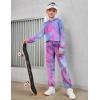Arshiner Girls Cropped Hoodie Kids Long Sleeve Crop Tops Tie-dye Hoodies Hooded Pullover Sweatshirts(A-purple & Blue)
