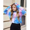 Arshiner Girls Cropped Hoodie Kids Long Sleeve Crop Tops Tie-dye Hoodies Hooded Pullover Sweatshirts(Blue & Pink)