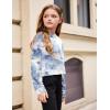 Arshiner Girls Cropped Hoodie Kids Long Sleeve Crop Tops Tie-dye Hoodies Hooded Pullover Sweatshirts(Dusty Blue & White)