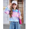 Arshiner Girls Cropped Hoodie Kids Long Sleeve Crop Tops Tie-dye Hoodies Hooded Pullover Sweatshirts(Gradient Blue Pink)