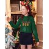 Arshiner Girls Cropped Hoodie Kids Long Sleeve Crop Tops Tie-dye Hoodies Hooded Pullover Sweatshirts(Green Gingerbread Man)