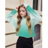 Arshiner Girls Cropped Hoodie Kids Long Sleeve Crop Tops Tie-dye Hoodies Hooded Pullover Sweatshirts(Green Gradient)
