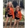 Arshiner Girls Cropped Hoodie Kids Long Sleeve Crop Tops Tie-dye Hoodies Hooded Pullover Sweatshirts(Halloween  Black Orange)