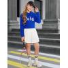 Arshiner Girls Cropped Hoodie Kids Long Sleeve Crop Tops Tie-dye Hoodies Hooded Pullover Sweatshirts(Royal Blue Letter)