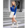 Arshiner Girls Cropped Hoodie Kids Long Sleeve Crop Tops Tie-dye Hoodies Hooded Pullover Sweatshirts(Royal Blue Letter)