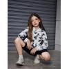 Arshiner Girls Cropped Hoodie Kids Long Sleeve Crop Tops Tie-dye Hoodies Hooded Pullover Sweatshirts(Tie-dye Black)
