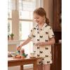 Arshiner Girls Pajamas Button Down Short Set Cute Pjs Soft Sleepwear Loungewear(Black Bow)