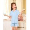 Arshiner Girls Pajamas Button Down Short Set Cute Pjs Soft Sleepwear Loungewear(Blue)