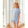 Arshiner Girls Pajamas Button Down Short Set Cute Pjs Soft Sleepwear Loungewear(Blue Cherry)
