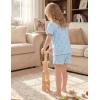 Arshiner Girls Pajamas Button Down Short Set Cute Pjs Soft Sleepwear Loungewear(Blue Striped Bow)