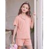Arshiner Girls Pajamas Button Down Short Set Cute Pjs Soft Sleepwear Loungewear(Light Pink)