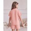 Arshiner Girls Pajamas Button Down Short Set Cute Pjs Soft Sleepwear Loungewear(Light Pink)