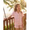Arshiner Girls Pajamas Button Down Short Set Cute Pjs Soft Sleepwear Loungewear(Pink Bow)