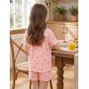 Arshiner Girls Pajamas Button Down Short Set Cute Pjs Soft Sleepwear Loungewear(Pink Striped Bow)
