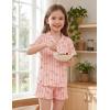 Arshiner Girls Pajamas Button Down Short Set Cute Pjs Soft Sleepwear Loungewear(Pink Striped Bow)