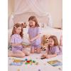 Arshiner Girls Pajamas Button Down Short Set Cute Pjs Soft Sleepwear Loungewear(Purple)