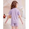 Arshiner Girls Pajamas Button Down Short Set Cute Pjs Soft Sleepwear Loungewear(Purple)