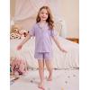 Arshiner Girls Pajamas Button Down Short Set Cute Pjs Soft Sleepwear Loungewear(Purple)