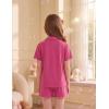 Arshiner Girls Pajamas Button Down Short Set Cute Pjs Soft Sleepwear Loungewear(Rose Red)