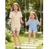 Arshiner Girls Pajamas Button Down Short Set Cute Pjs Soft Sleepwear Loungewear(Yellow Cherry)