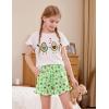 Arshiner Girls Pajamas Ruffle Short Sets Summer Sleepwear Soft Clothes Kids Pjs(Avocado)
