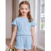 Arshiner Girls Pajamas Ruffle Short Sets Summer Sleepwear Soft Clothes Kids Pjs(Blue)