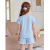 Arshiner Girls Pajamas Ruffle Short Sets Summer Sleepwear Soft Clothes Kids Pjs(Blue)
