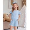Arshiner Girls Pajamas Ruffle Short Sets Summer Sleepwear Soft Clothes Kids Pjs(Blue)