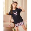 Arshiner Girls Pajamas Ruffle Short Sets Summer Sleepwear Soft Clothes Kids Pjs(Bow)